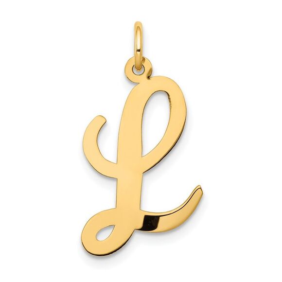14k Yellow Gold Madison Collection LG Classic Script Initial L Pendant - Picture 1 of 5